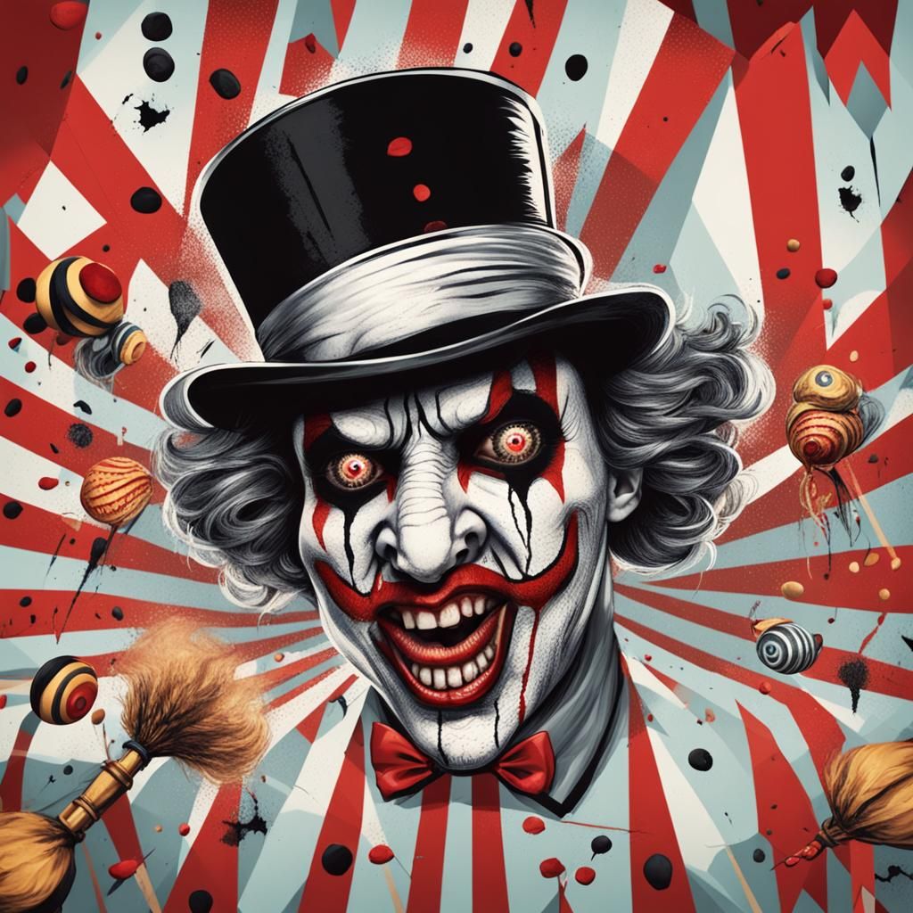 IT Clown Performing in Circus: Surreal Horror Art