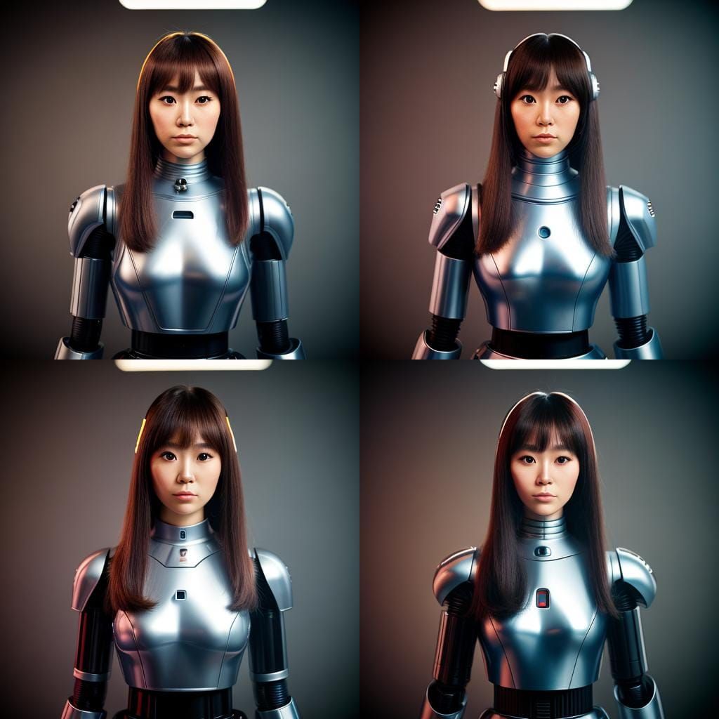 Robot Idol Portrait in 1980s Style