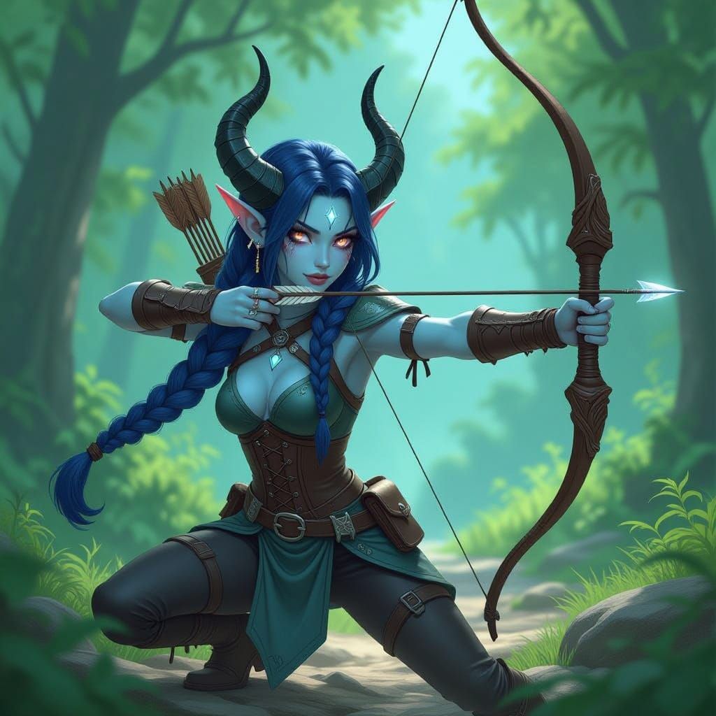 Tiefling Ranger in 3D Anime Style