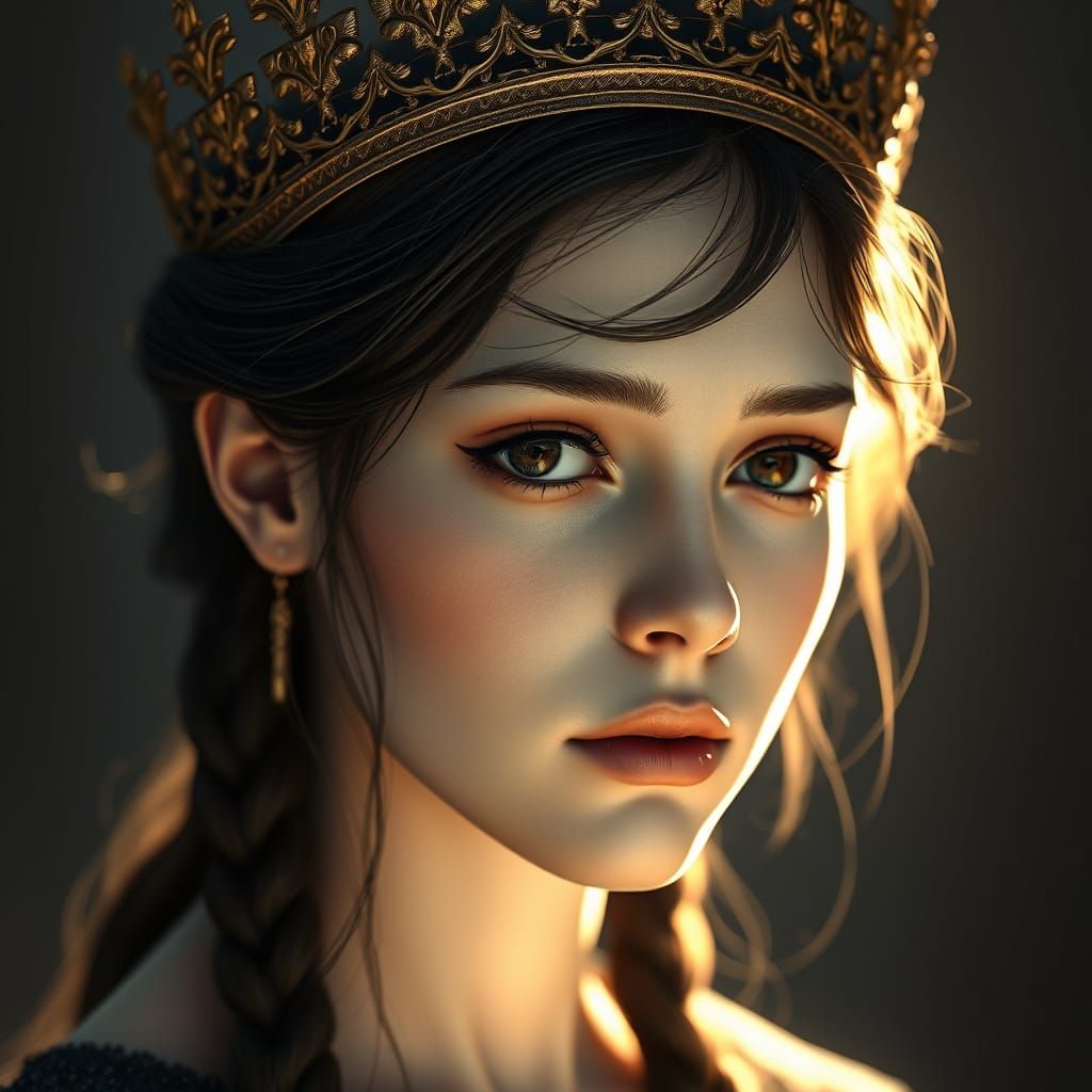 Ethereal Young Woman in Crown, Urban Fantasy Romance Book Co...