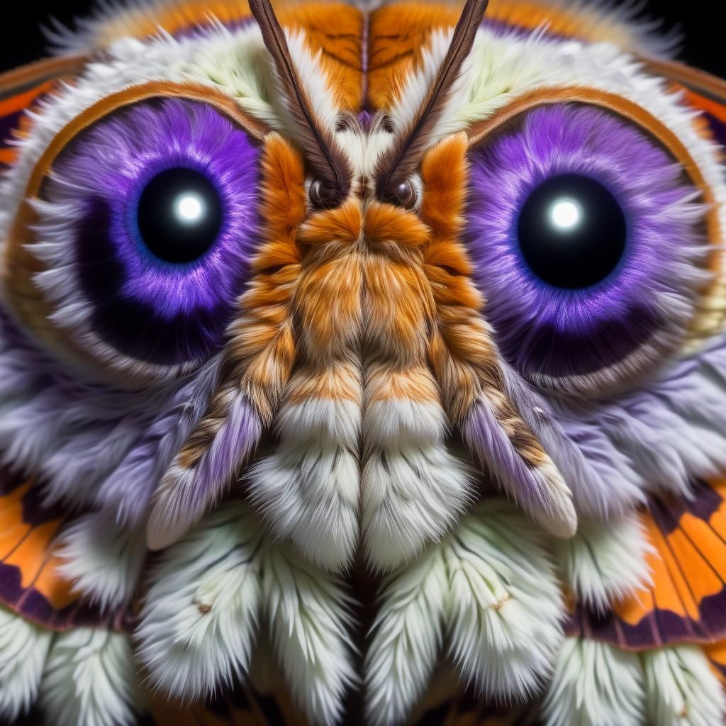 Macro Closeup of Squeaking Silkmoth at Night