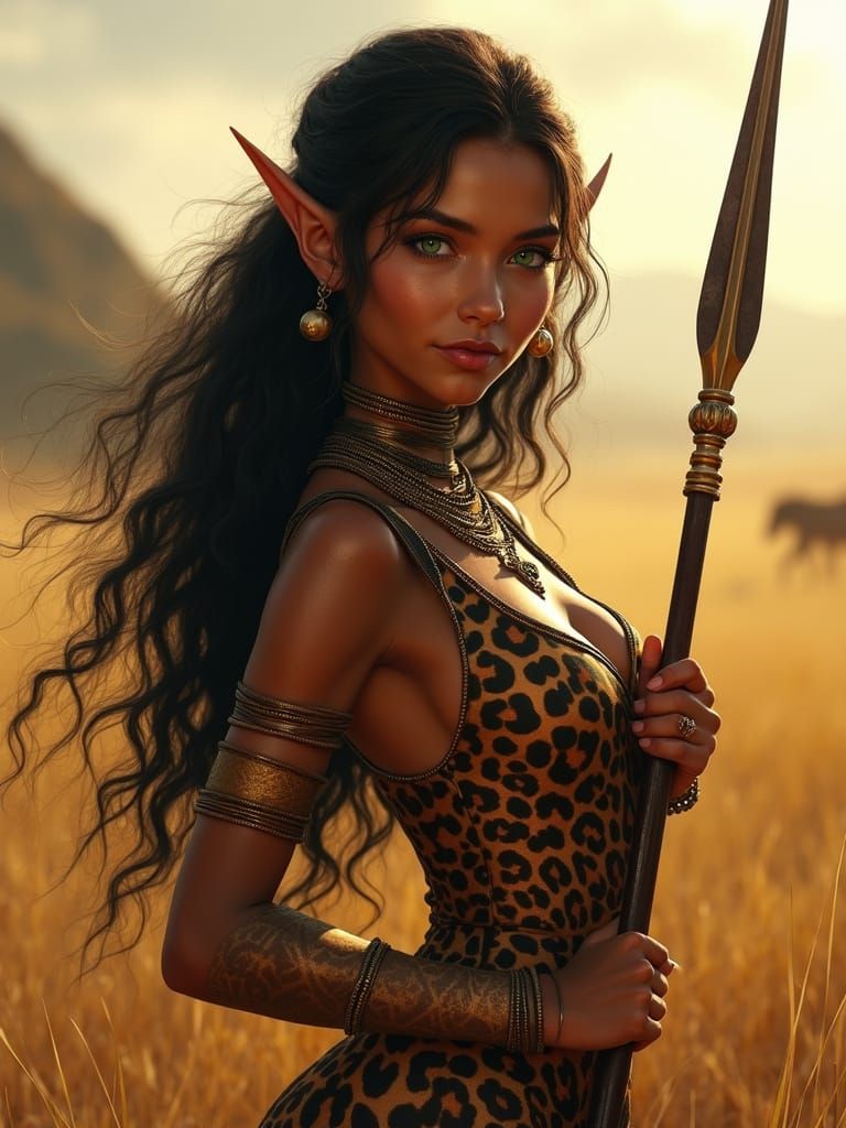 Savanna Warrior Goddess in Vibrant Leopard Print