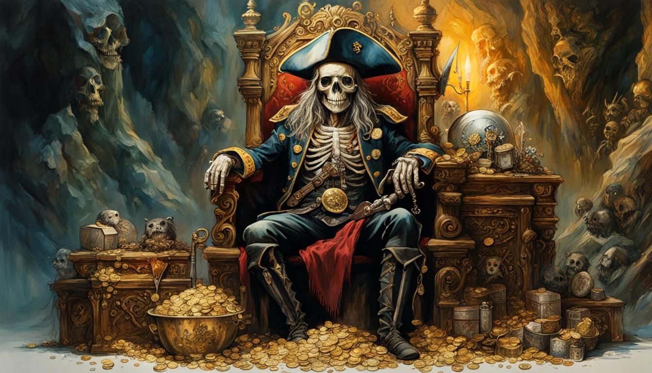 Pirate Skeleton King on Treasure Throne