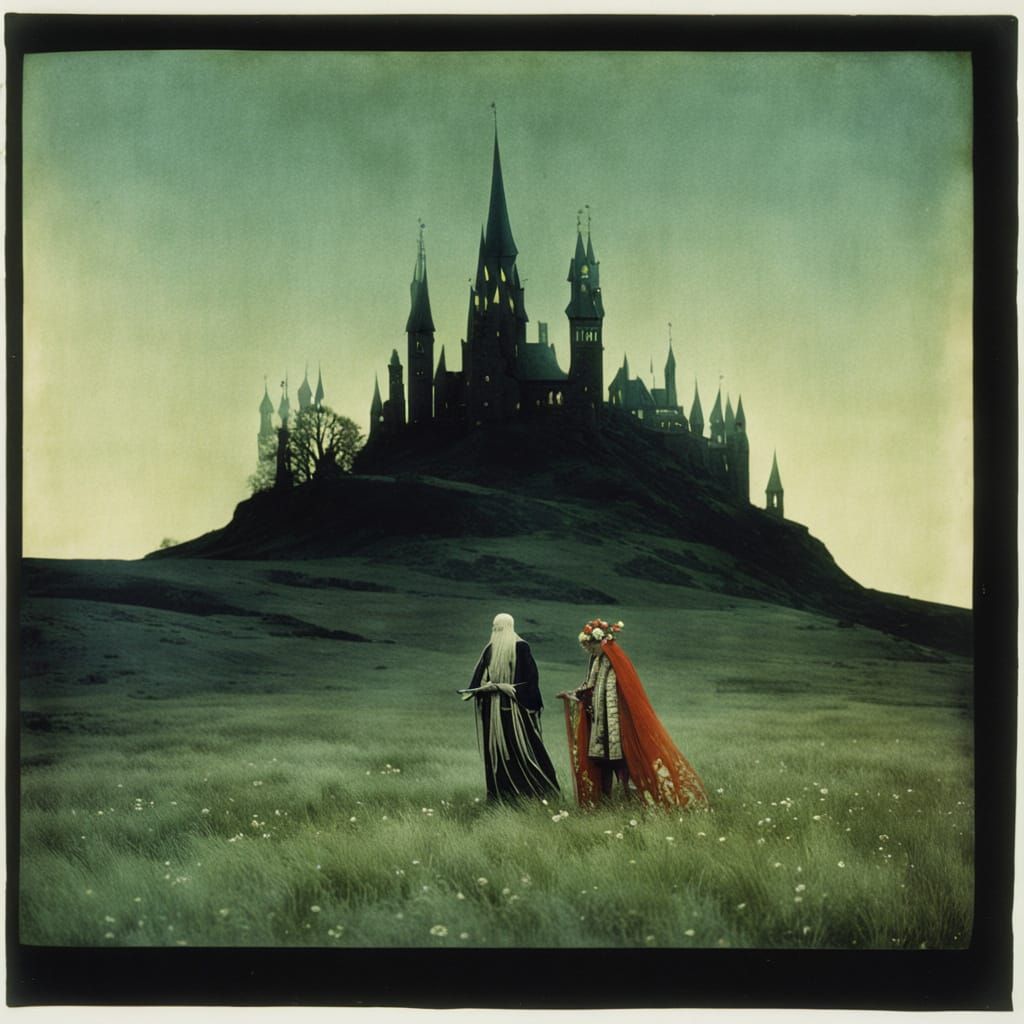 Bioluminescent Folklore Hero in Retro Autochrome Style