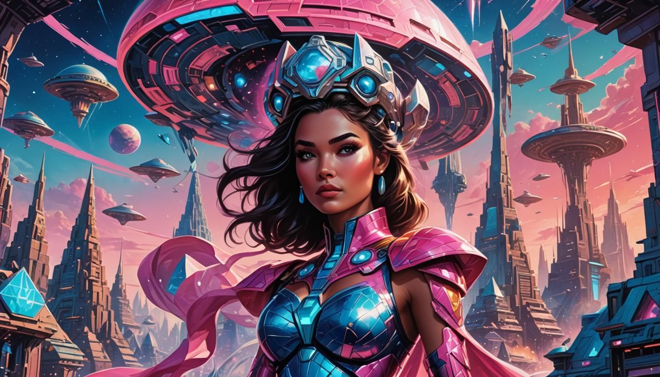 Retro-Futuristic Comic Art: Miss Universe in Atlantis