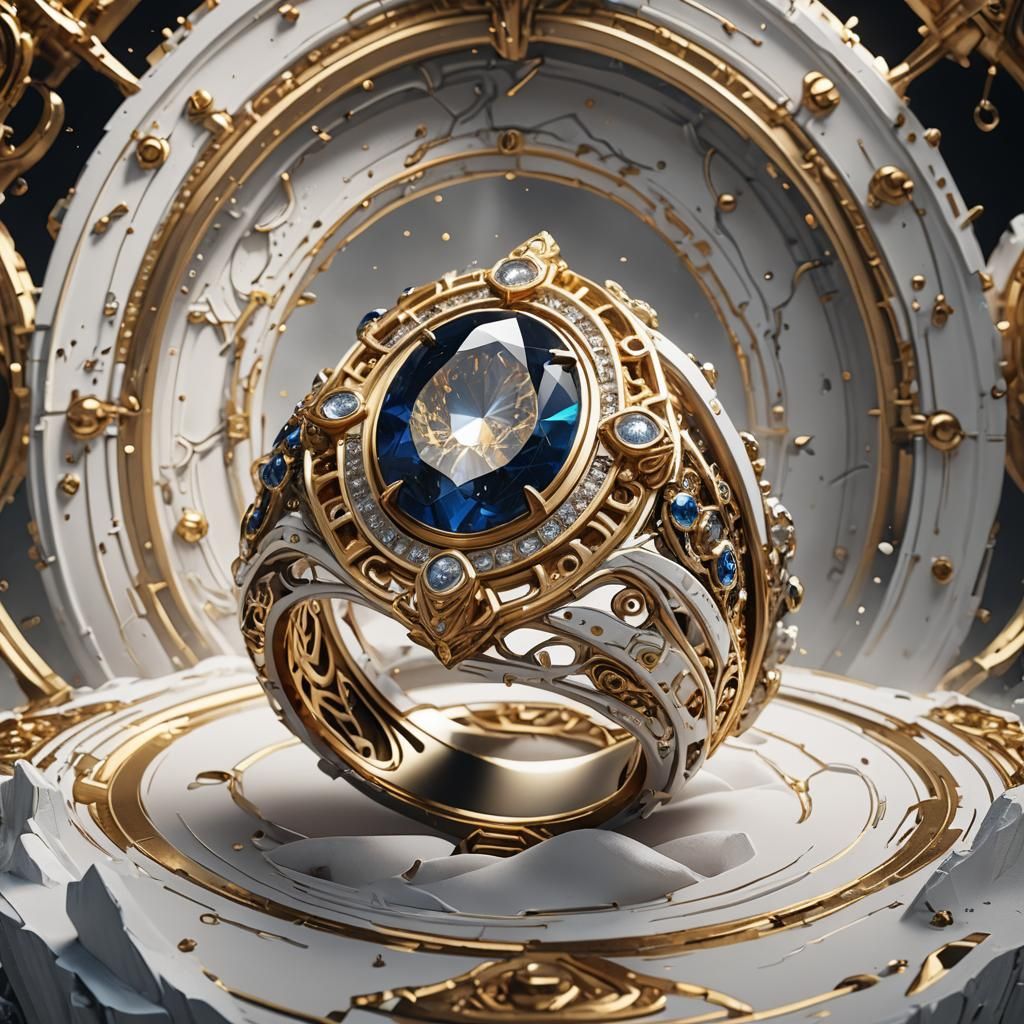 White and Gold Ring: Detailed Matte Painting