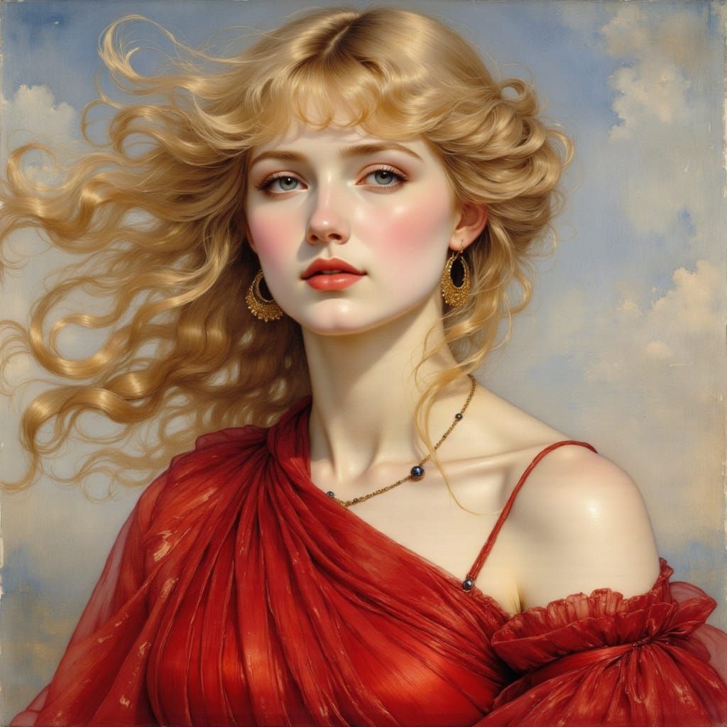 Symbolist Portrait of a Woman in Bohemian Dress