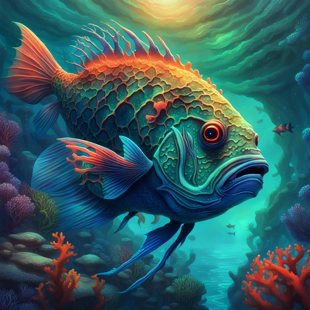 Devil Fish Dryad in Bioluminescent Coral Reef