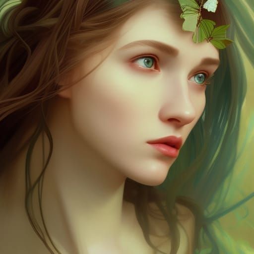 Girl with Floral Dress: Hyperdetailed Portrait