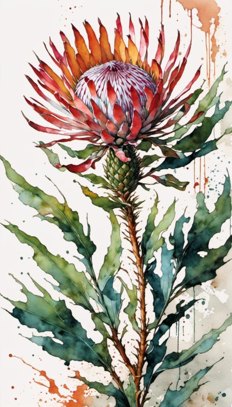 Protea Flower with Graffiti Elements