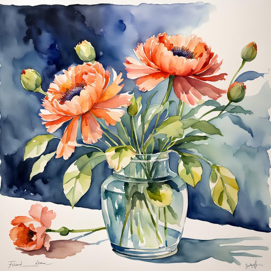 Floral Flapper Reflections: Watercolor Impression