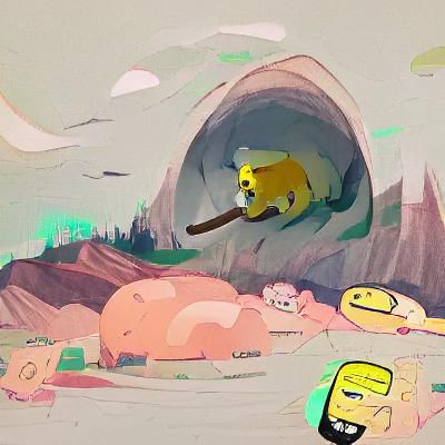 Jake from Adventure Time as a Hog