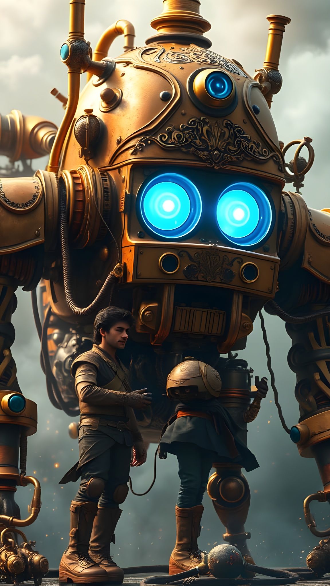 Brass Robot Powers Up Under Elon's Command in a Fantastical...