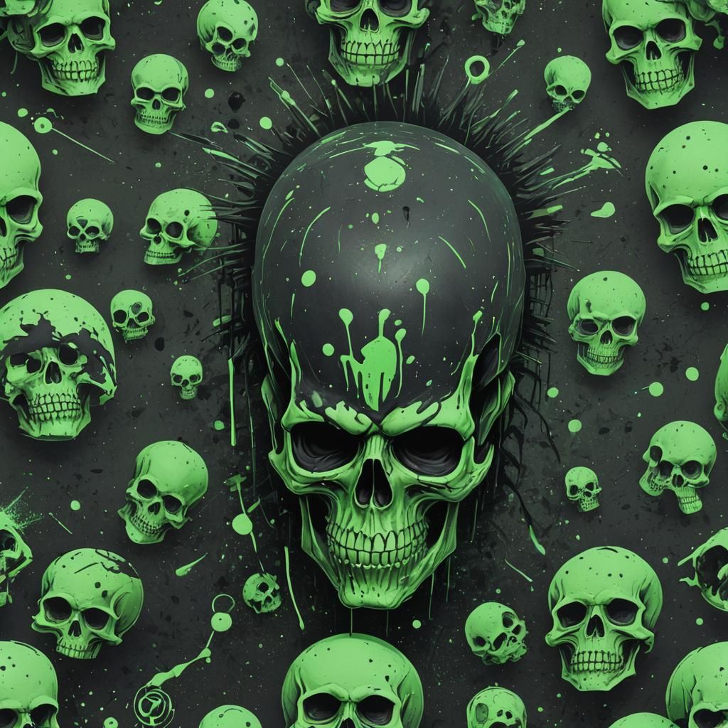 Emo Punk Skull Spray-Paint Art