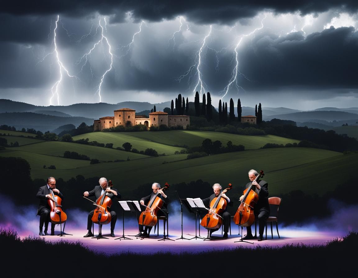 Tuscan String Quartet Performance During Lightning Storm