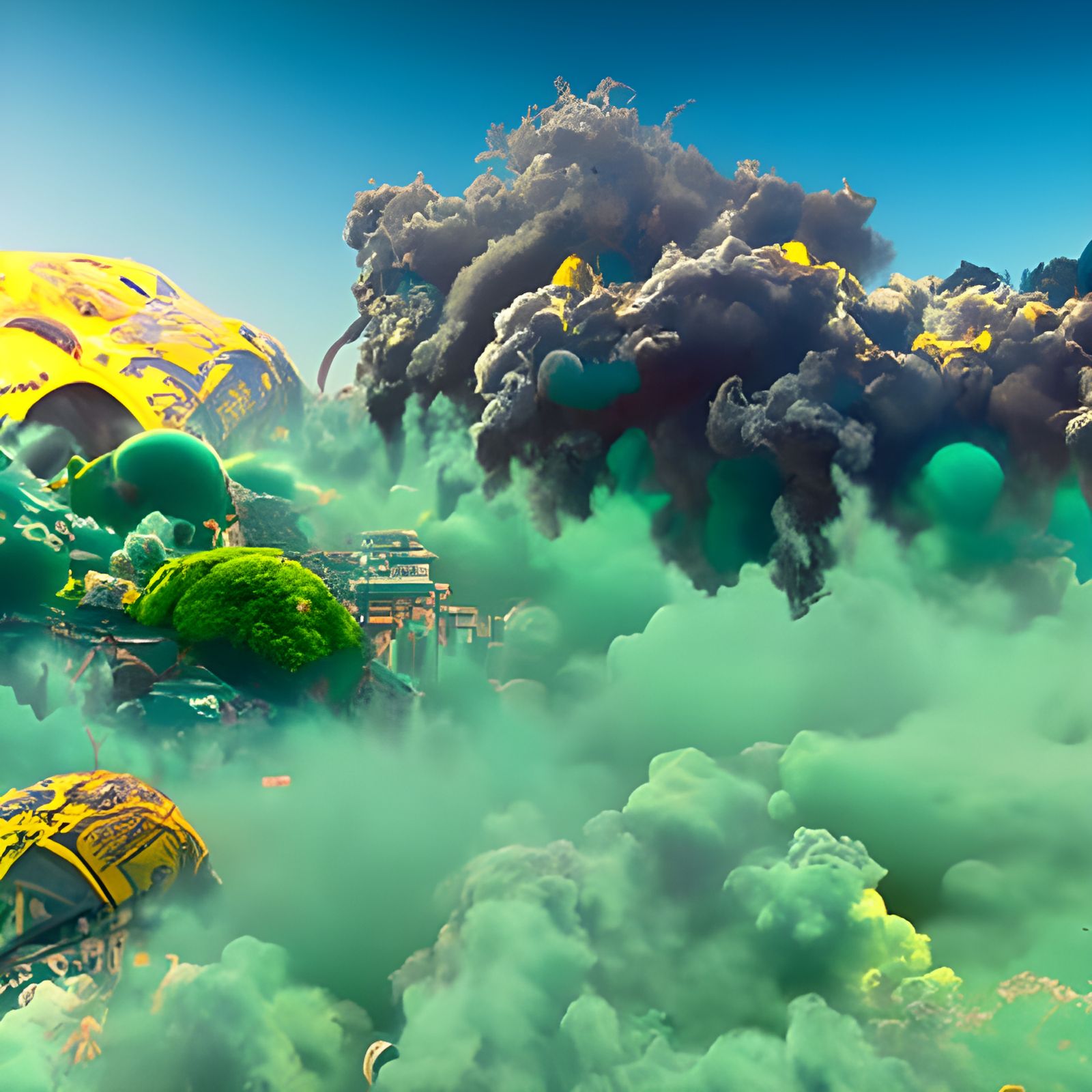 Polluted Cityscape: Detailed Fantasy Concept Art