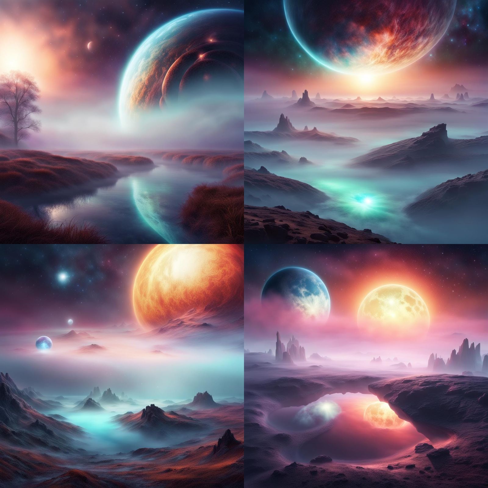 Luminous Fantasy Planet Wrapped in Galactic Mist
