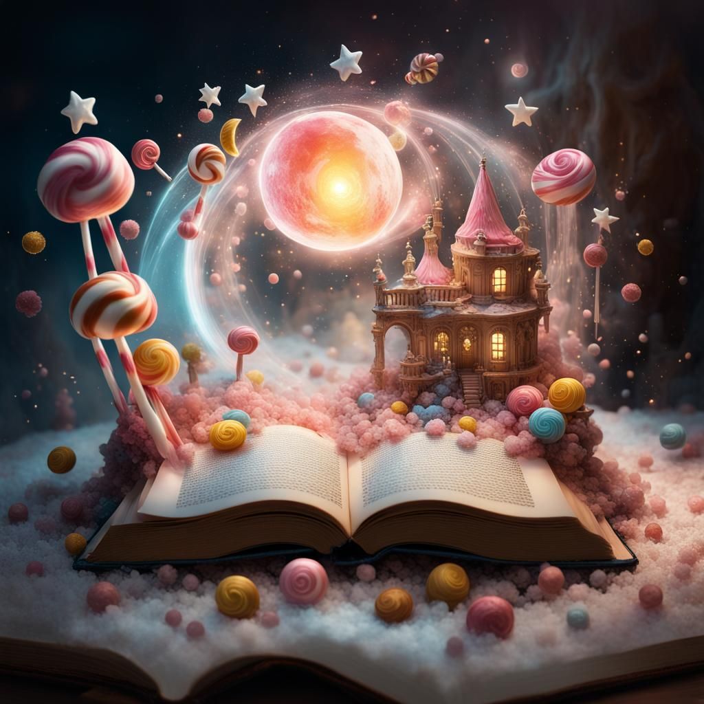 Miniature Candy Wonderland Emerging from Book