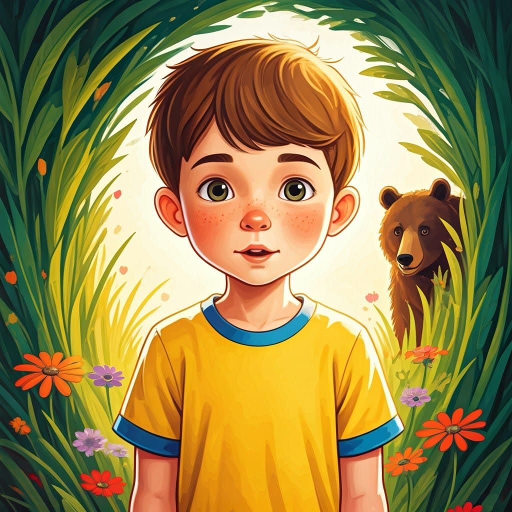 Boy Asks About Fur Coats: Fauvist-Inspired Meadow Scene