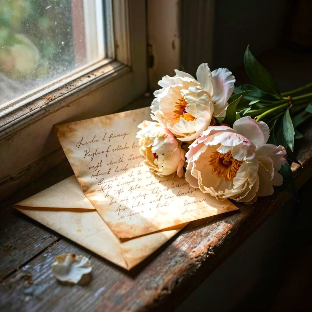 Regency Love Letter Amidst Wilting Peonies