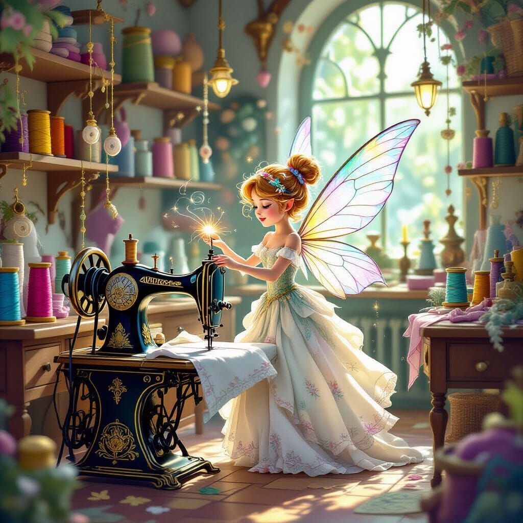 Tiny Fairy Tailor Conjures Dress in Magical Shop