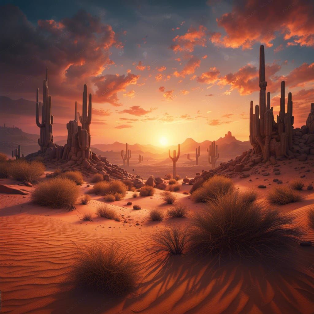 Realistic Desert Sunset in Ultra Detail