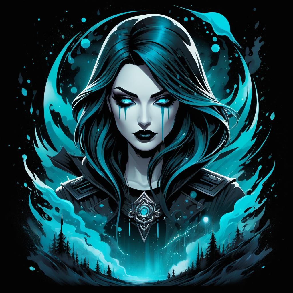 Magical Goth T-Shirt Design in 3D Vector Art