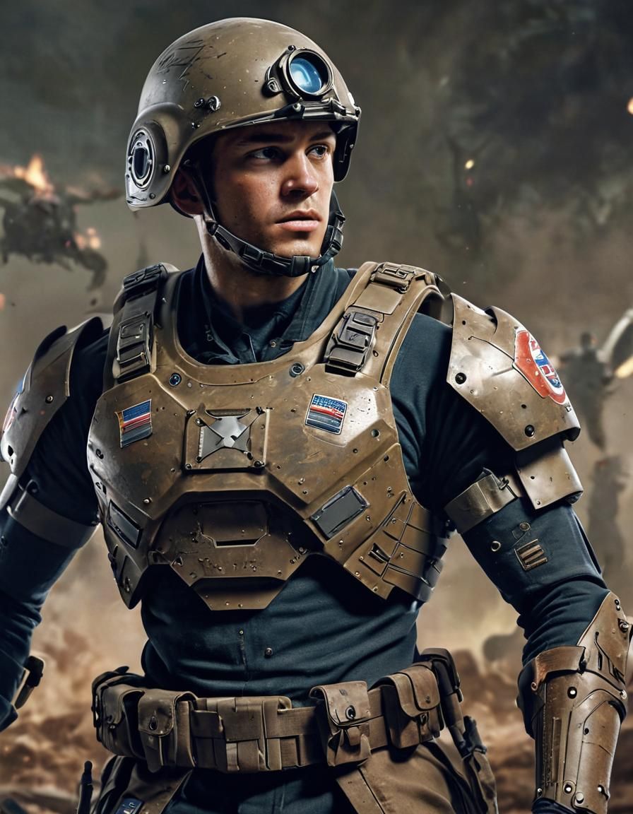 WWII Soldier with Future Tech: Cinematic Portrait