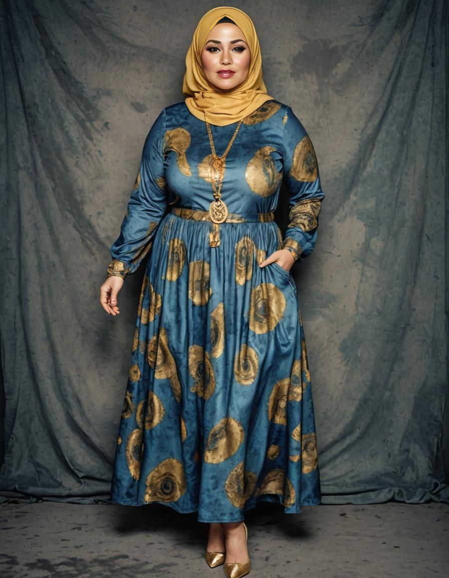 Psychedelic Watercolor Portrait of Woman in Hijab