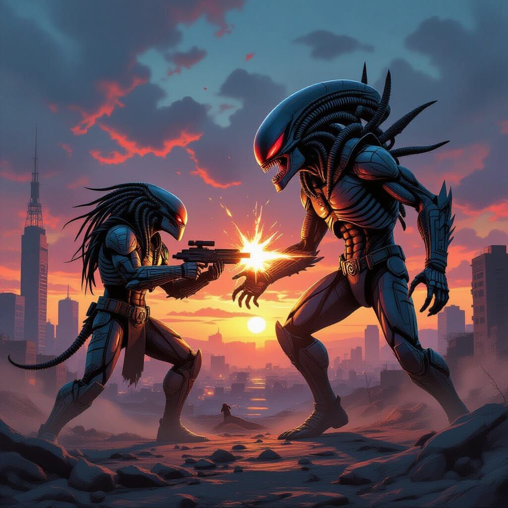 Predator Vs Alien Epic Fantasy Battle