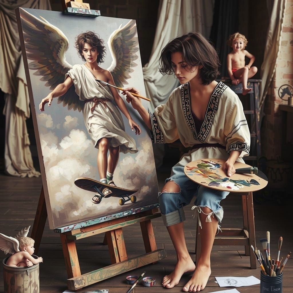 Artist in Warm, Whimsical Studio
