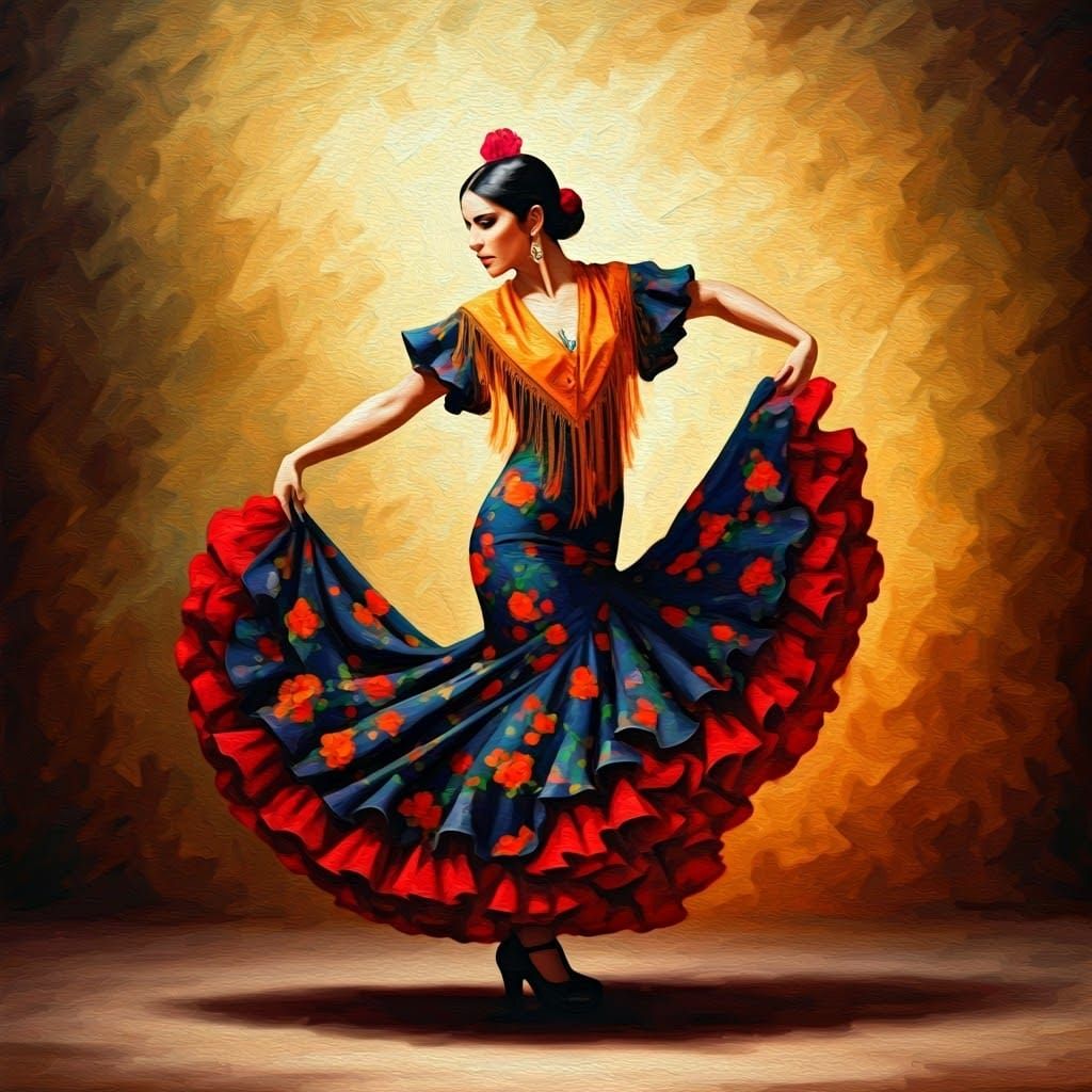 Flamenco Dancer with Strelitza Flower Dress