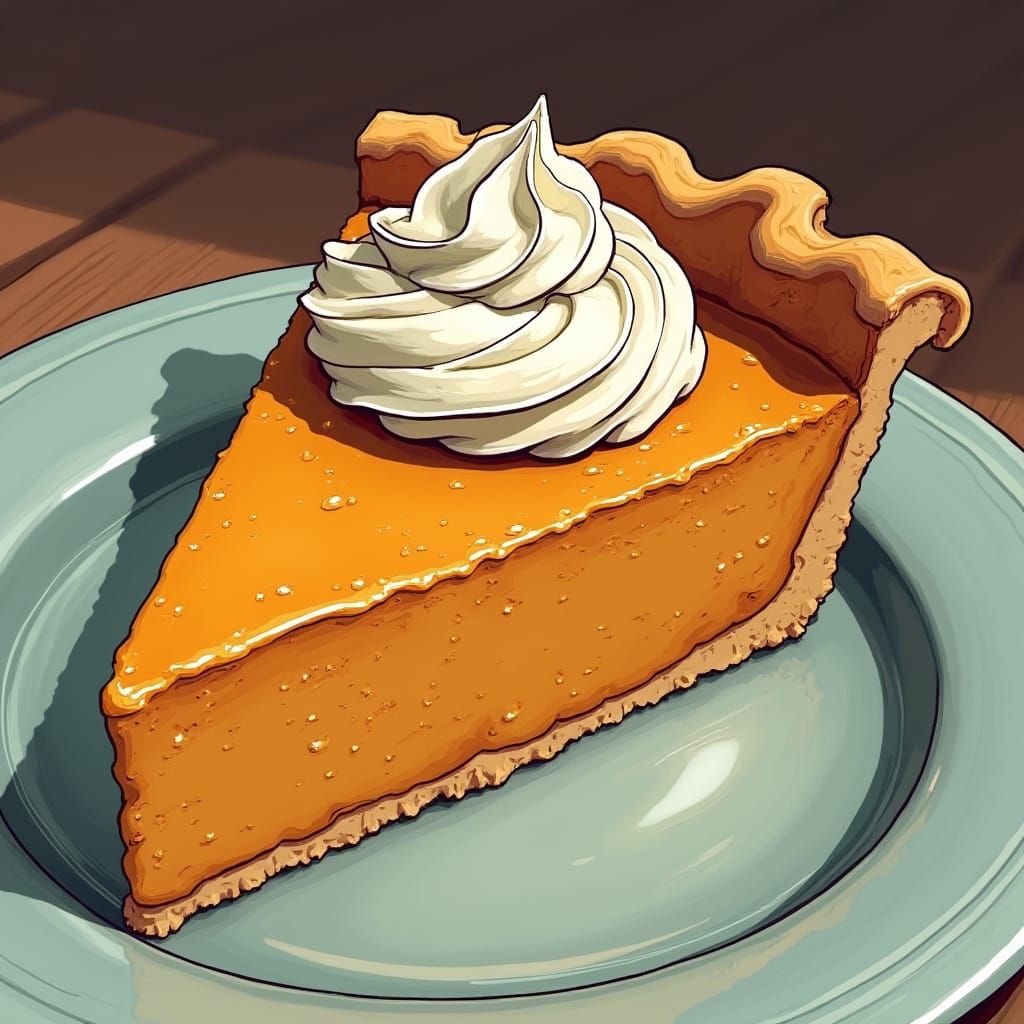 Hyper-Realistic Pumpkin Pie in Comic Book Style
