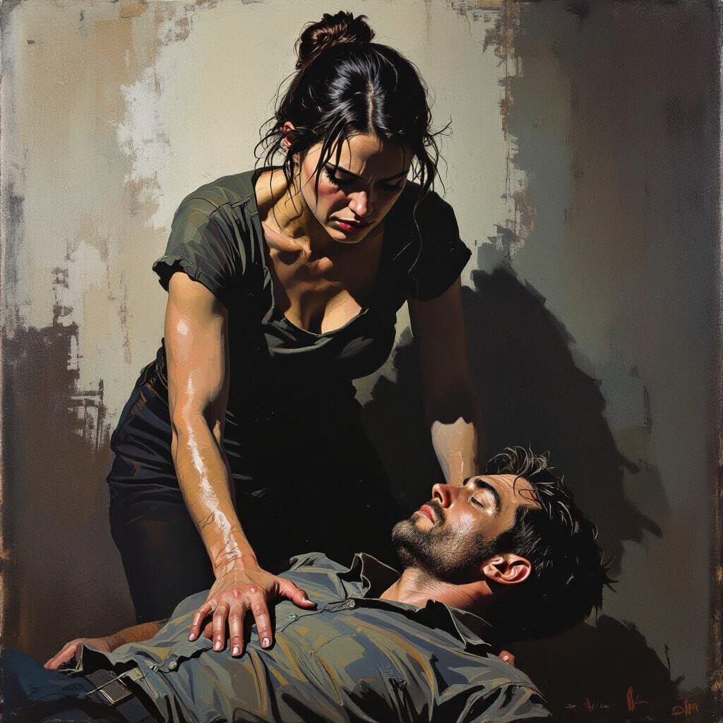 Brutal Urban Confrontation in Expressionist Style