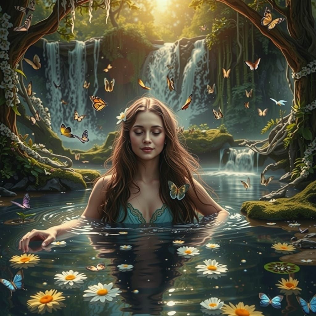 Enchanted Forest Goddess Under Starry Skies