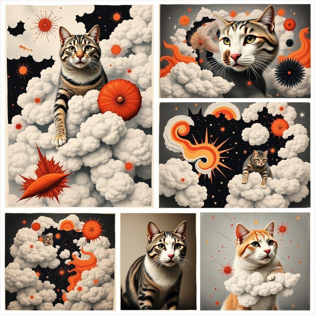 Cat Collage with Toys in Dada Style