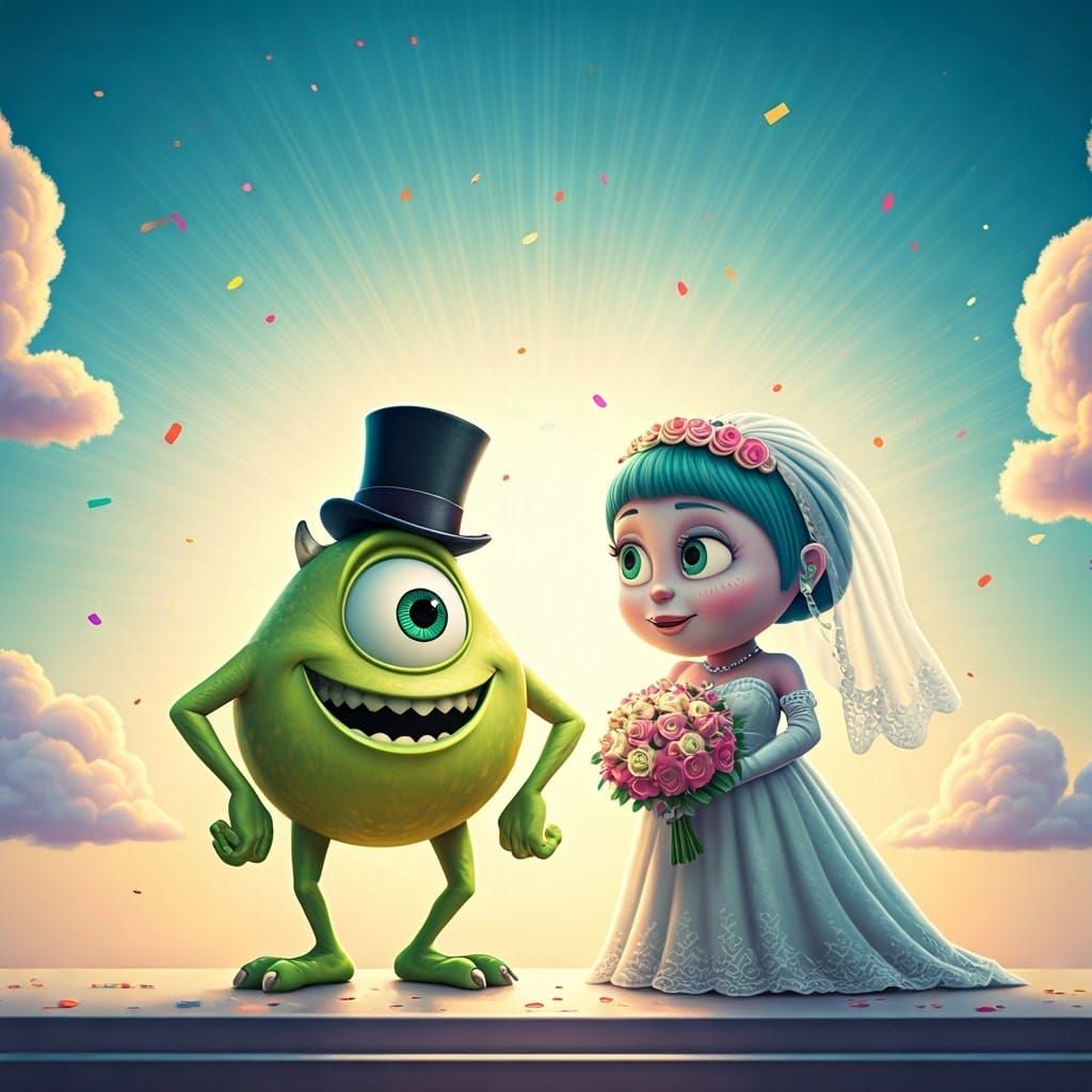 Mike Wazowski and Celia Mae's Vibrant Wedding