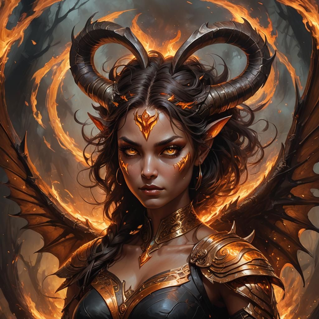 Liora: Fantasy Concept Art of a Demon Woman