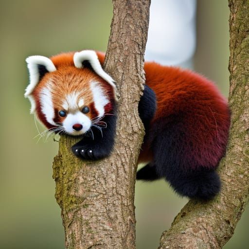 Adorable Baby Red Panda Portrait in Natural Light