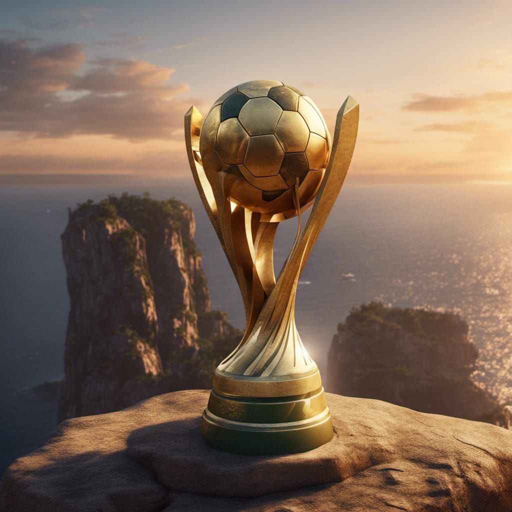 World Cup Trophy Sunset: Detailed Matte Painting