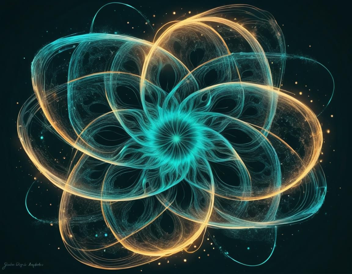 Ethereal Abstract Art in Amber and Teal