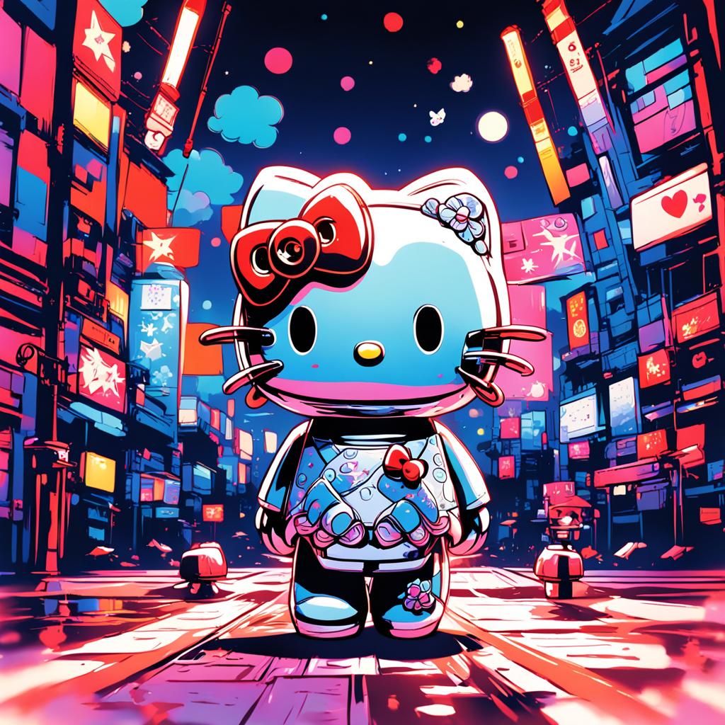 Hello Kitty in Manga Anime Style