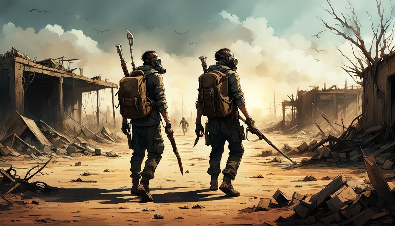 Post-Apocalyptic Survivor in Desolate Wasteland