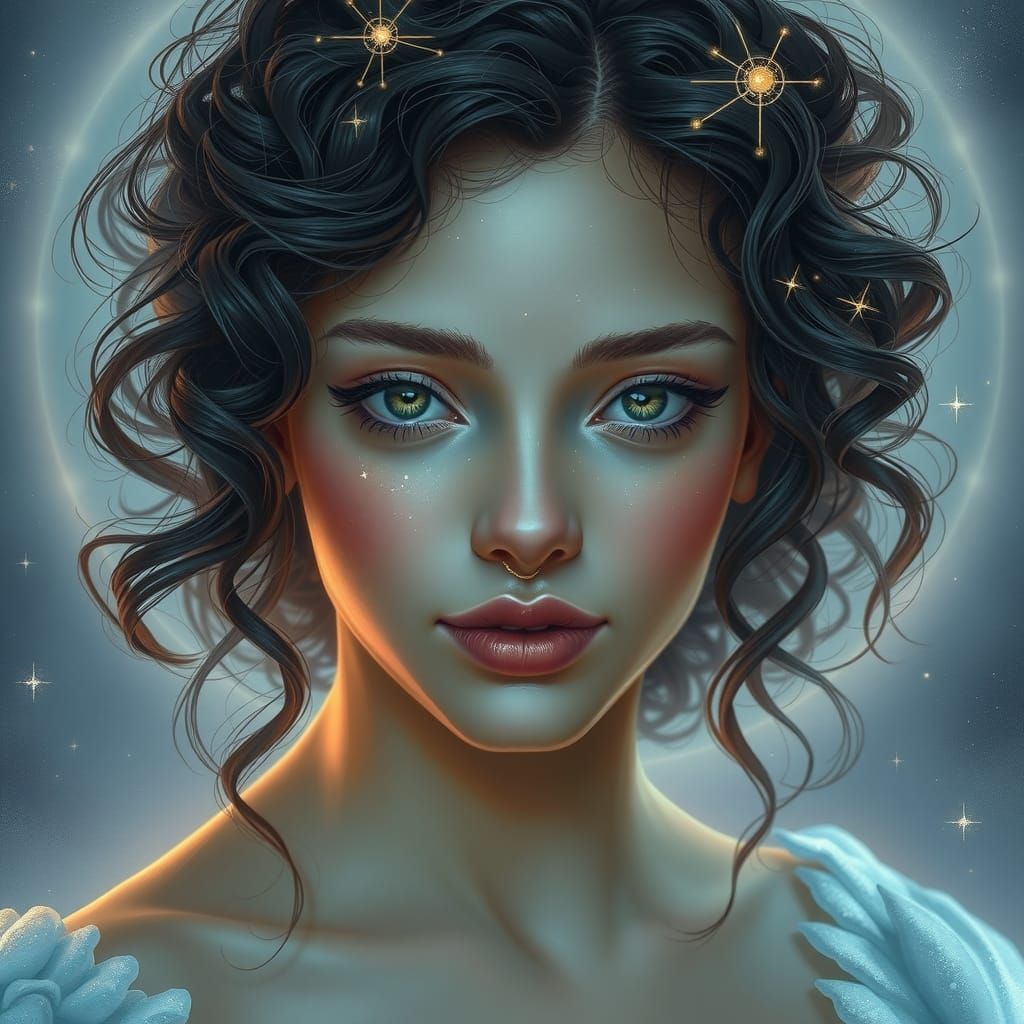 Ethereal Young Goddess in Pastel Hues