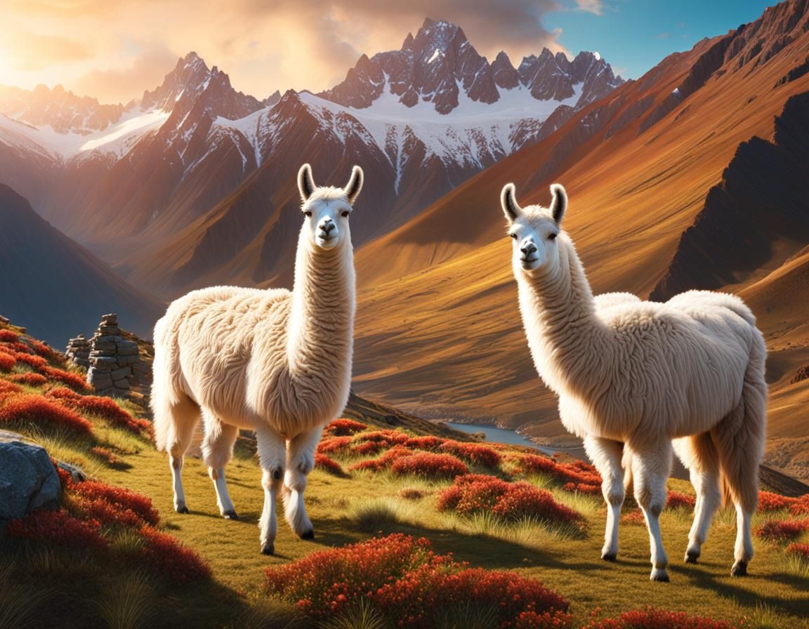 Llamas in the Andes: A Matte Painting