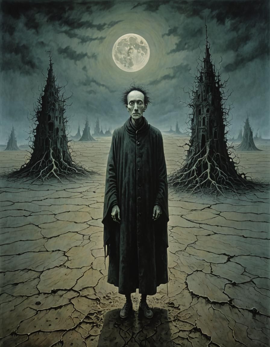 Haunting Portrait with Tears in Gothic Horror Style