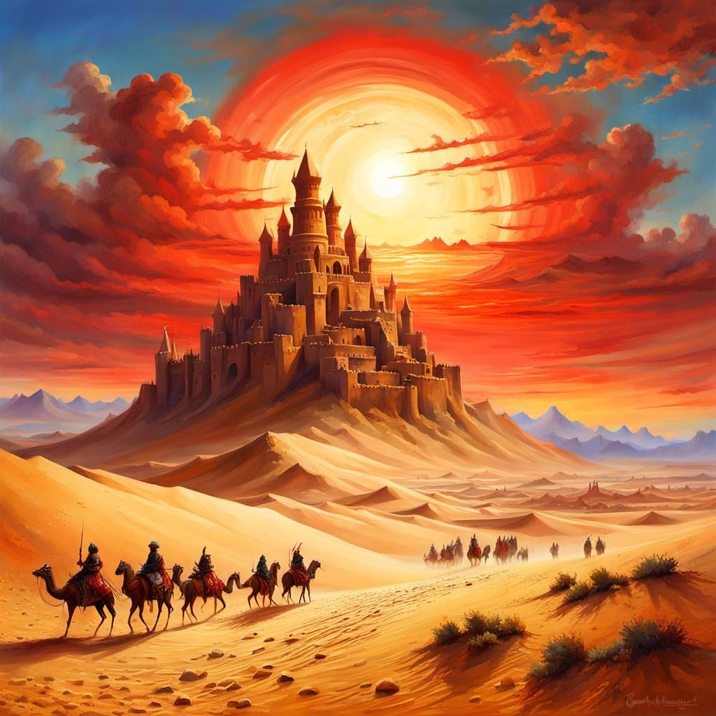 Medieval Sandcastle: A Romantic Naturalism Illustration