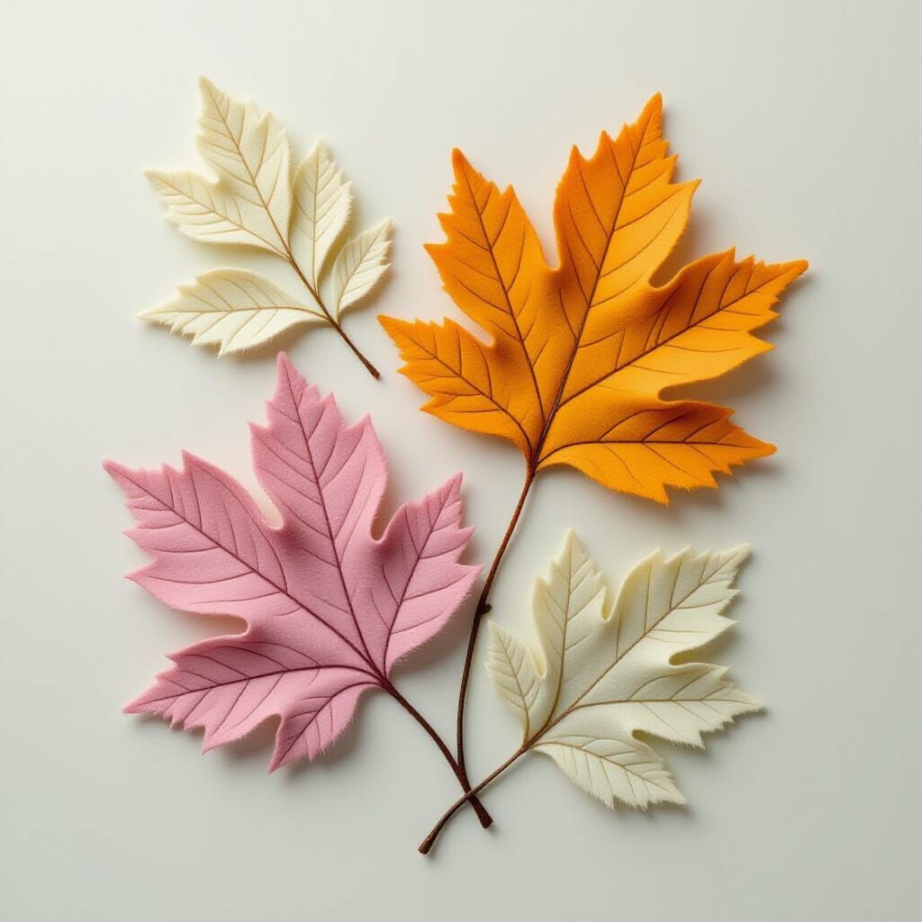 Felted Autumn Leaves in Soft Pastel Hues
