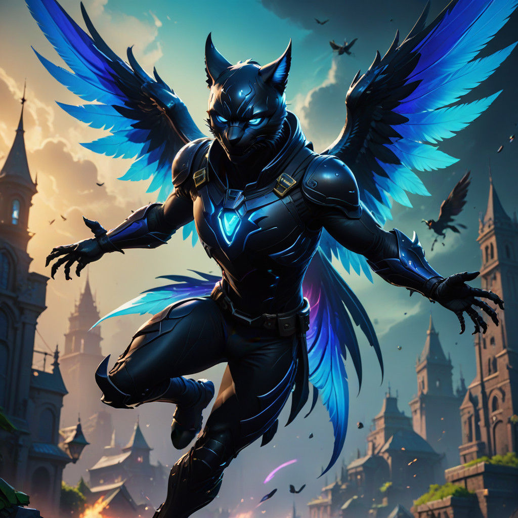 Epic Fantasy Portrait of Chat Noir in Fortnite-Inspired Digi...