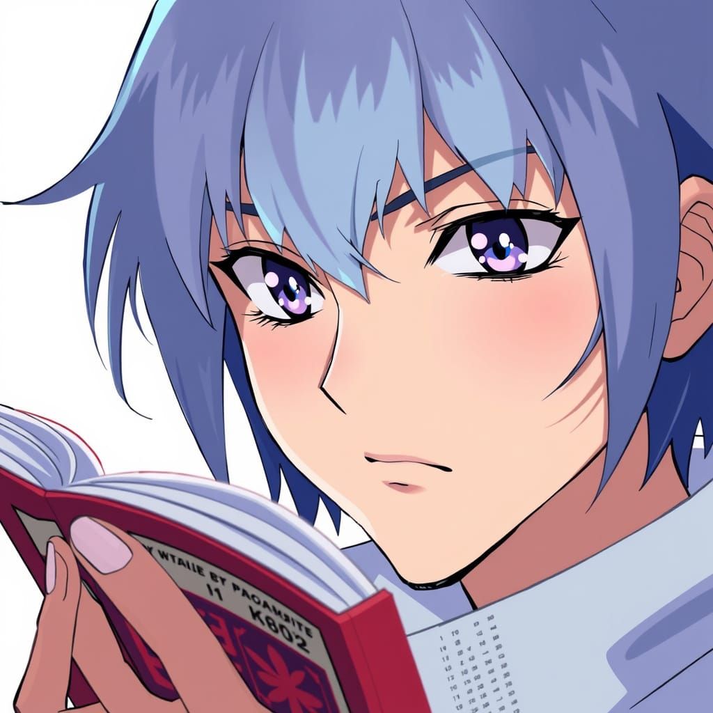 Kaiba Reading a Blank Book in Anime Style